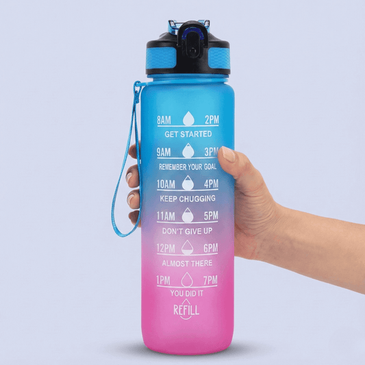 Gourde motivationnelle anti-fuite 1L - Bleu