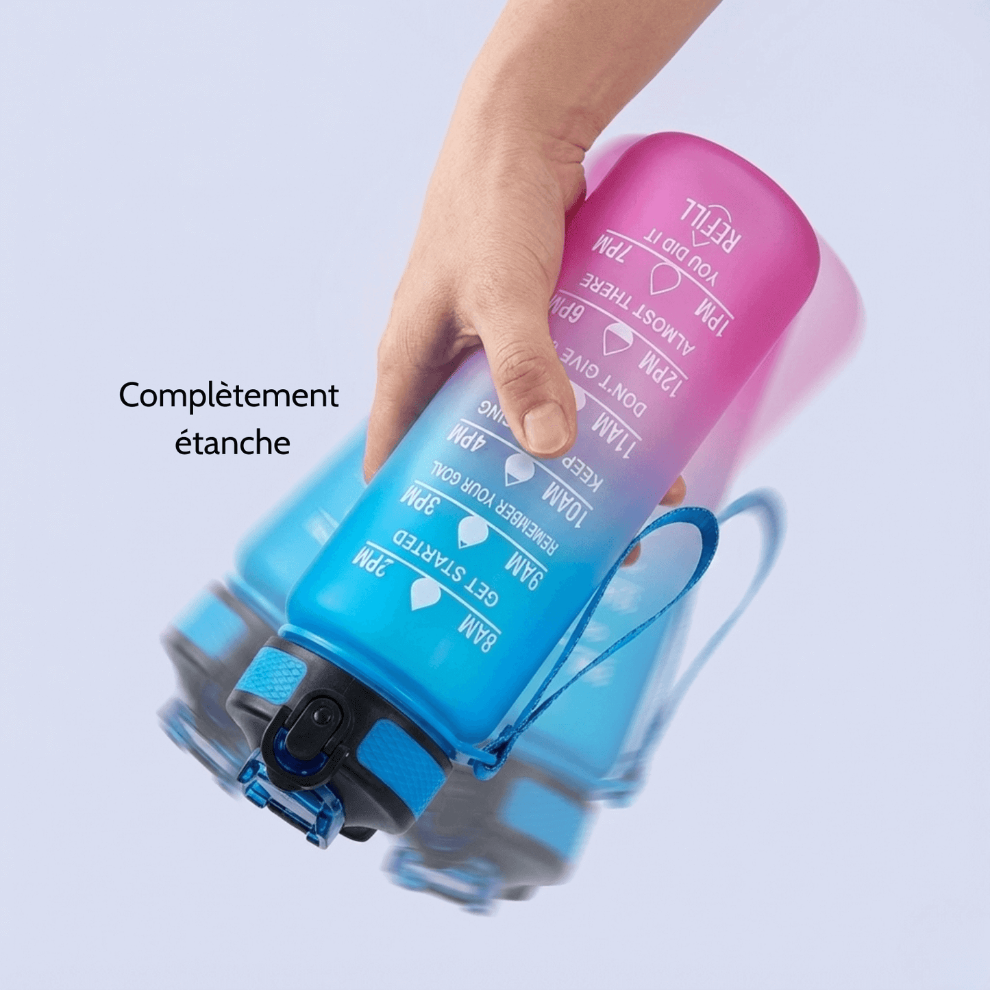 Gourde motivationnelle anti-fuite 1L - Bleu