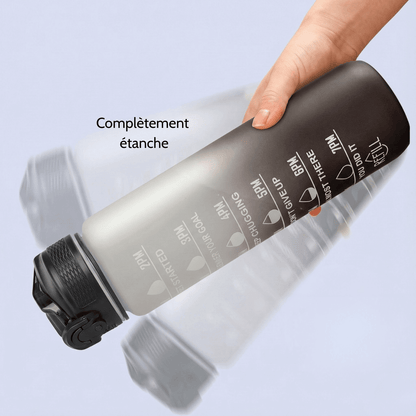 Gourde motivationnelle anti-fuite 1L - Noire