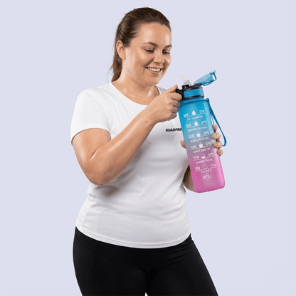 Gourde motivationnelle anti-fuite 1L - Bleu