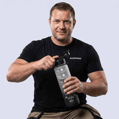 Gourde motivationnelle anti-fuite 1L - Noire